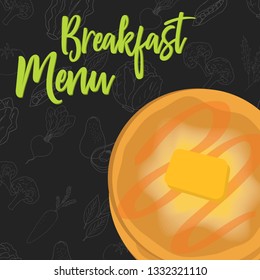 Menu concept for restaurant and cafe Breakfast menu template. Flat style sandwich Vector Illustration with hand drawn fruits and vegetables. Vector Illustration