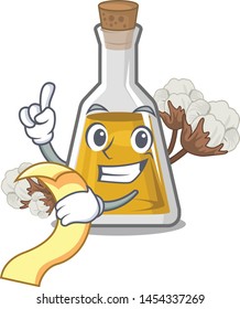With menu cottonseed oil in the cartoon shape