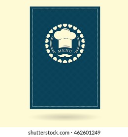 menu cover chef hat with mustache logo creative vector design illustration