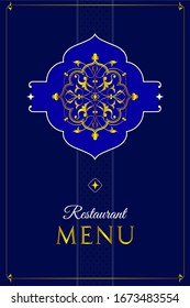 Menu cover design for oriental restaurant.Indian,arabic,Turkish cuisine restaurant menu design.