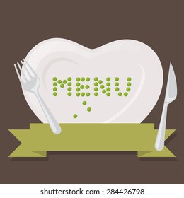 Menu cover design with peas.