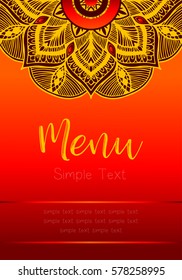 Menu Cover Template Mandalas Design Vector