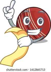With menu cricket ball in the cartoon shape