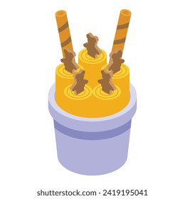 Menu cup dessert icon isometric vector. Street food. Asian cooking