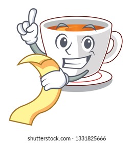 With menu cup mint tea isolated with character