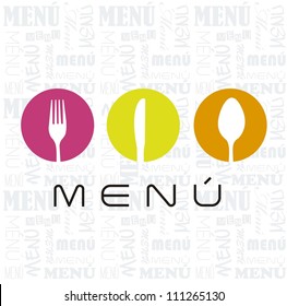 menu with cutlery sign over white background. vector illustration