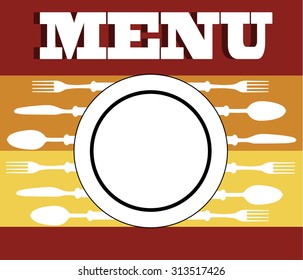 Menu cutlery vector illustration.Kitchen design background vector.Template for menu card.Cutlery color background.Menu cover.