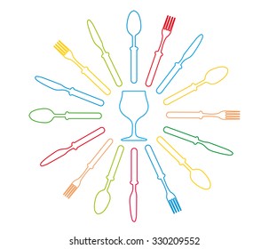 Menu cutlery vector illustration.Kitchen design background vector.Template for menu card.Cutlery background.