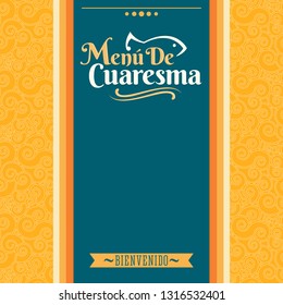 Menu de Cuaresma, Lenten Menu Spanish text, Lent Sea Food vector Menu cover design