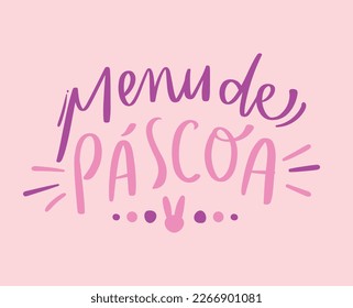 Menú de páscoa. Menú de Pascua en portugués brasileño. Letras de mano moderna. vector.