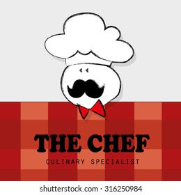 menu design with chef and hand