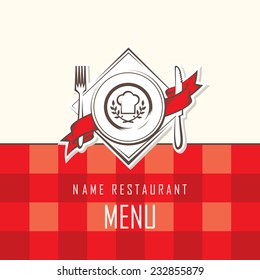 menu design with dish, knife and fork