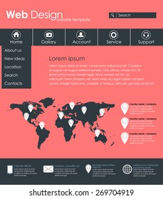 Menu design in a flat style for the web site with different interface elements. Template.