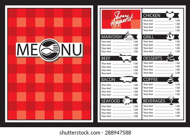 menu design with fork and spoon