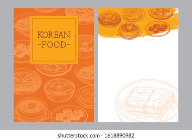 Menu design, Hand drawn Korean Food, Vector Illustration