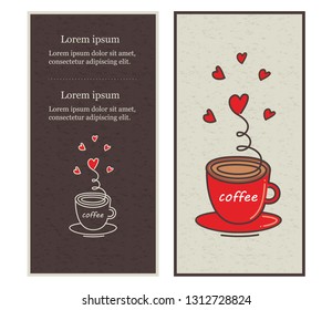 Сafe menu design illustrated a cup of coffee.  Vector illustration.

