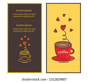 Сafe menu design illustrated a cup of coffee. Vector illustration.