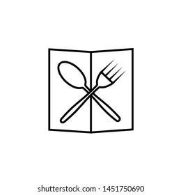 menu design with knife, fork and spoon on black background