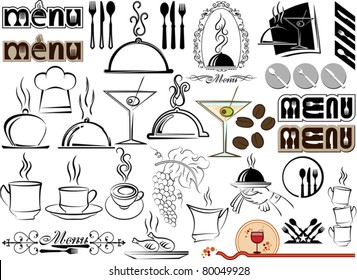 Menu Design mix icon, symbols for Hotel, Bar, Restaurant