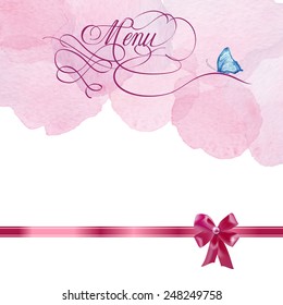 Menu design. On a watercolor background. Element for design.  Vector illustration.