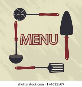 menu design over  beige background vector illustration    