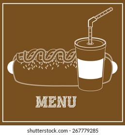Menu design over brown background vector illustration
