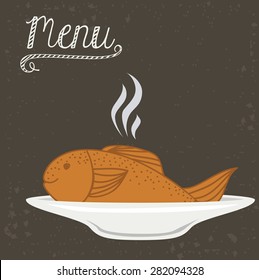 Menu design over grey background, vector illustration