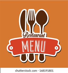 Diseño de menú sobre fondo naranja Ilustración vectorial   