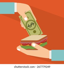 Menu design over orange background vector illustration