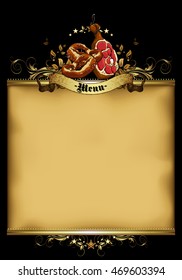 menu design pub in retro style on the old yellow paper