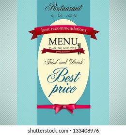  Menu design for Restaurant or Cafe. Vintage vector template