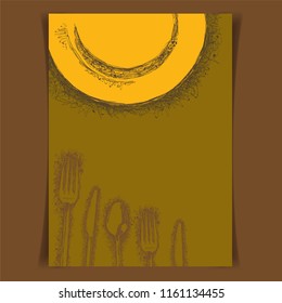 Menu design for restaurant, coffee,  vector illustration, yellow background