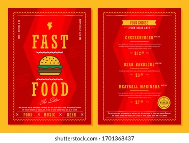 Menu design. Restaurant menu layout design brochure or food flyer template. Food brochure, cafe template design.