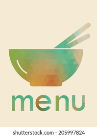 Menu design for restaurant . Multicolored cutlery icons made of triangles. Vector illustration.
