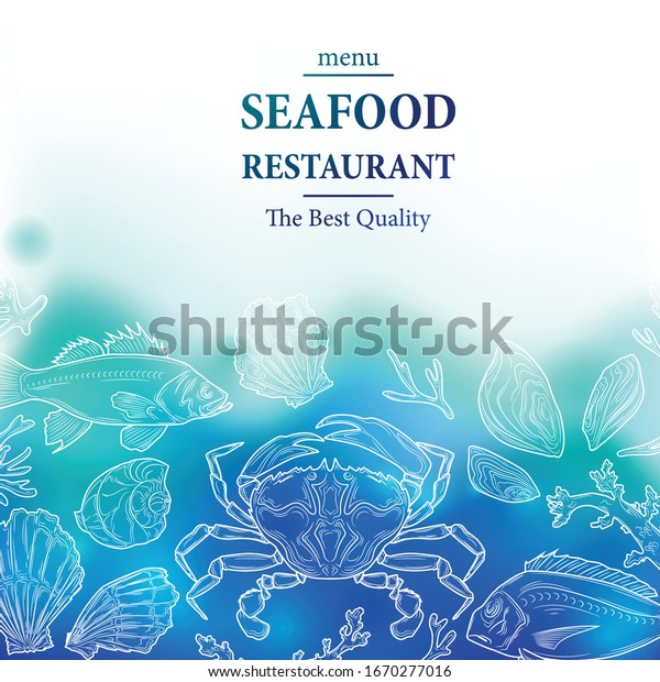 Menu Design Seafood Restaurant Seafood Background Stock Vector Royalty Free 1670277016
