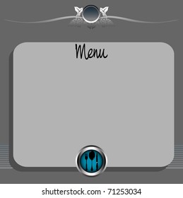 Menu design with small plate with fork, knife and spoon