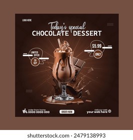 menu design template, Delicious sweet dessert social media post Instagram promotional post and web banner