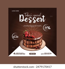 menu design template, Delicious sweet dessert social media post Instagram promotional post and web banner