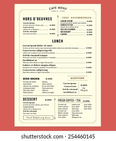 Menu Design Template layout Vintage style 