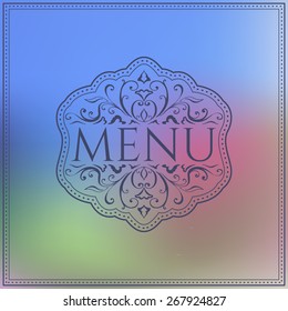 Menu design template on blurred background. Vector illustration