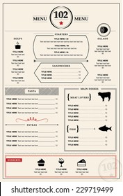 MENU DESIGN TEMPLATE. Restaurant Branding. For You Graphic Projects, Contains Frames, Icons, Symbols, Dividers, Stamp Etc.