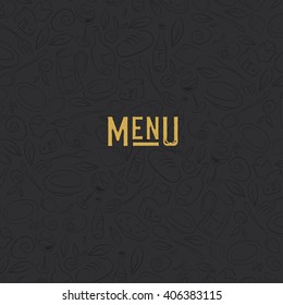 Menüdesign-Vorlage. Restaurant Nahtlose Muster. Gold und Schwarz.