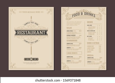 Menu design vector brochure template and Restaurant logo. Vector layered