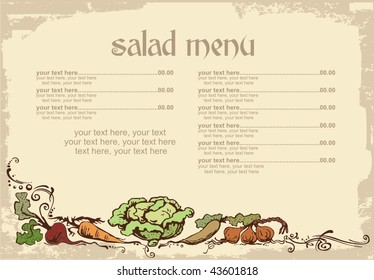 menu design with vegetables and place for text