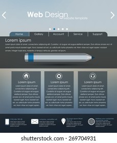 Menu design for web site with different interface elements. Template, blurred background.