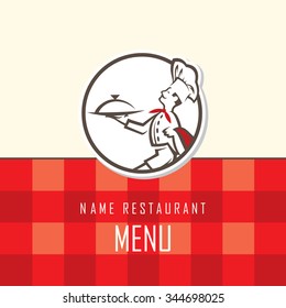 menu design with whiskered cook and plate