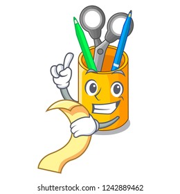 With menu desktop organizer shape on cartoon funny
