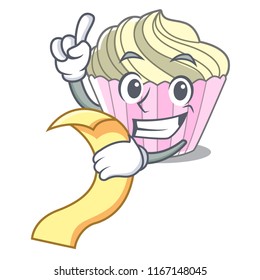 With menu dessert meringue cake isolated mascot cartoon