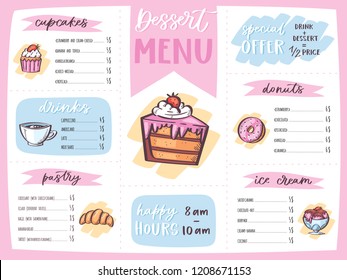 Menu Dessert Vector Cafe Design Sweet Stock Vector Royalty Free