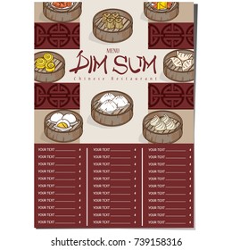 Menu Dim Sum Chinese Food Restaurant Stock Vector (Royalty Free ...